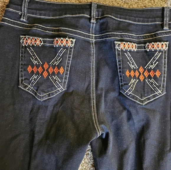 Flamingals Embroidered Dark Blue Jeans - Picture 6 of 8